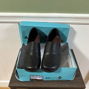 Air Supply Plus Women s Black Leather Slip On Loafer Shoe Poppy, Size 9M